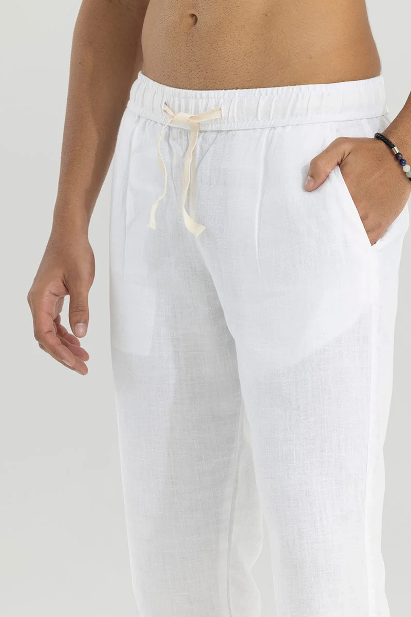 SNITCH White Ace White Linen Pant for Men | Best Price UAE